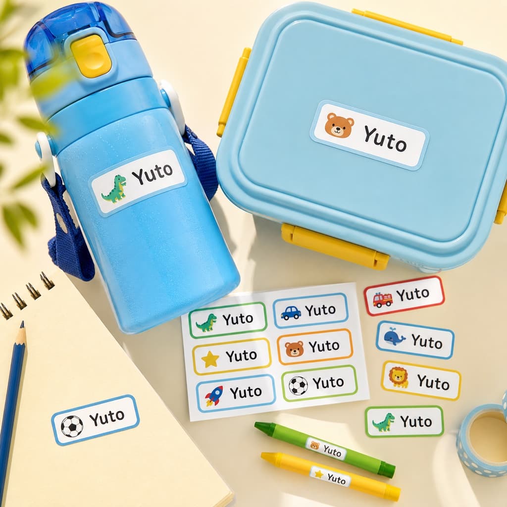 Waterproof labels for bottles and lunchboxes